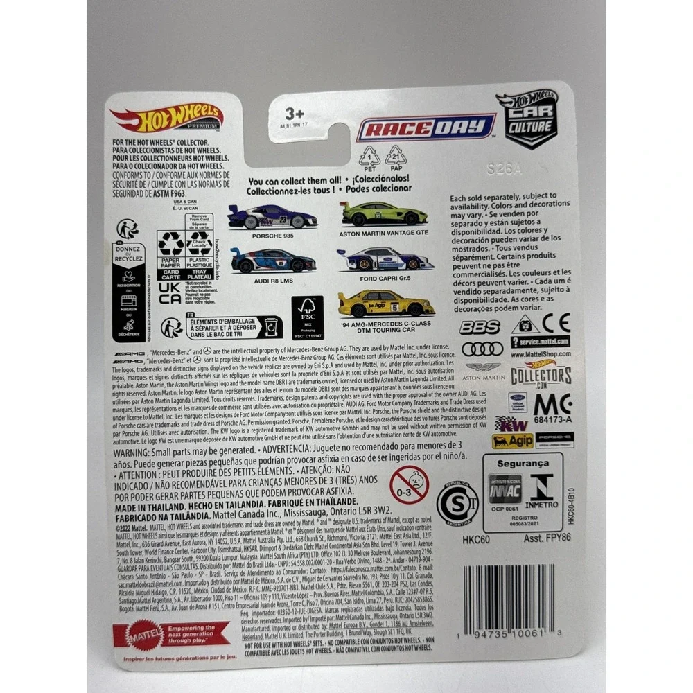 Hot Wheels Premium Aston Martin Vantage GTE Race Day Diecast Car 1/64 Yellow